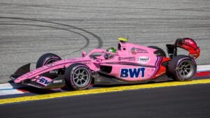 Alex Dunne driving a Formula 2 car in Austria in 2026