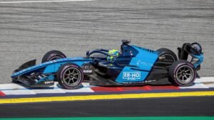 Dino Beganovic driving a Formula 2 car in Austria in 2026