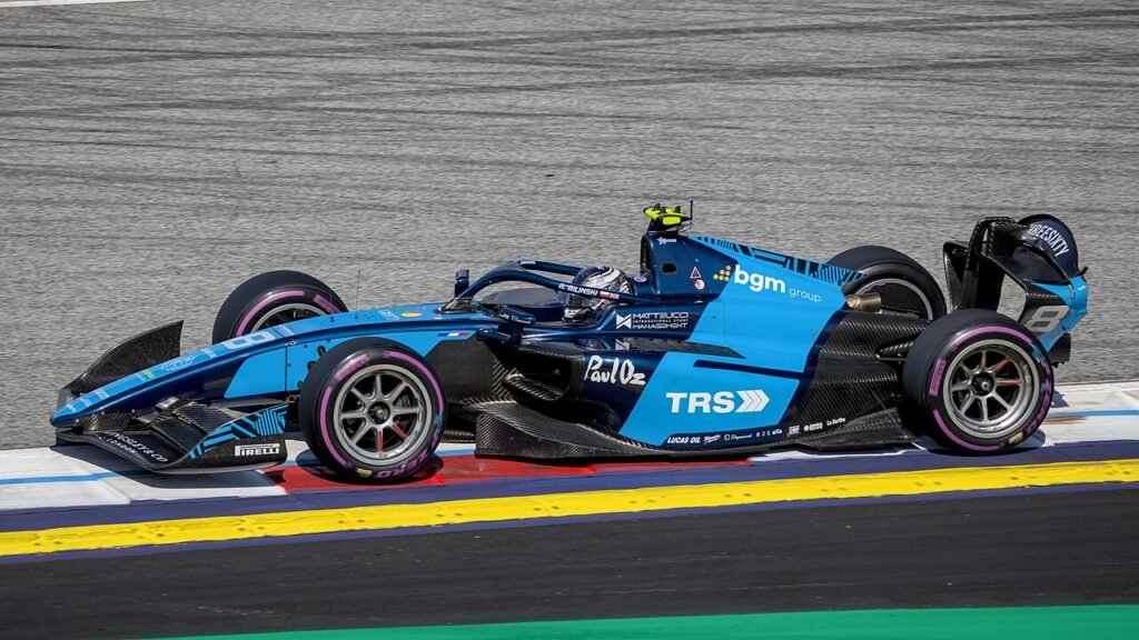 Roman Bilinski driving a Formula 2 car in Austria in 2026
