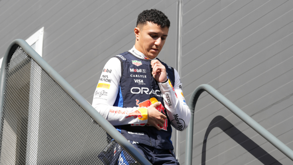 Isack Hadjar in Red Bull race overalls in Baku