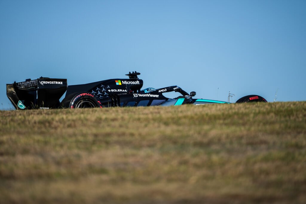 George Russell driving his Mercedes during free practice at Circuit of The Americas, Austin, 23 October 2026