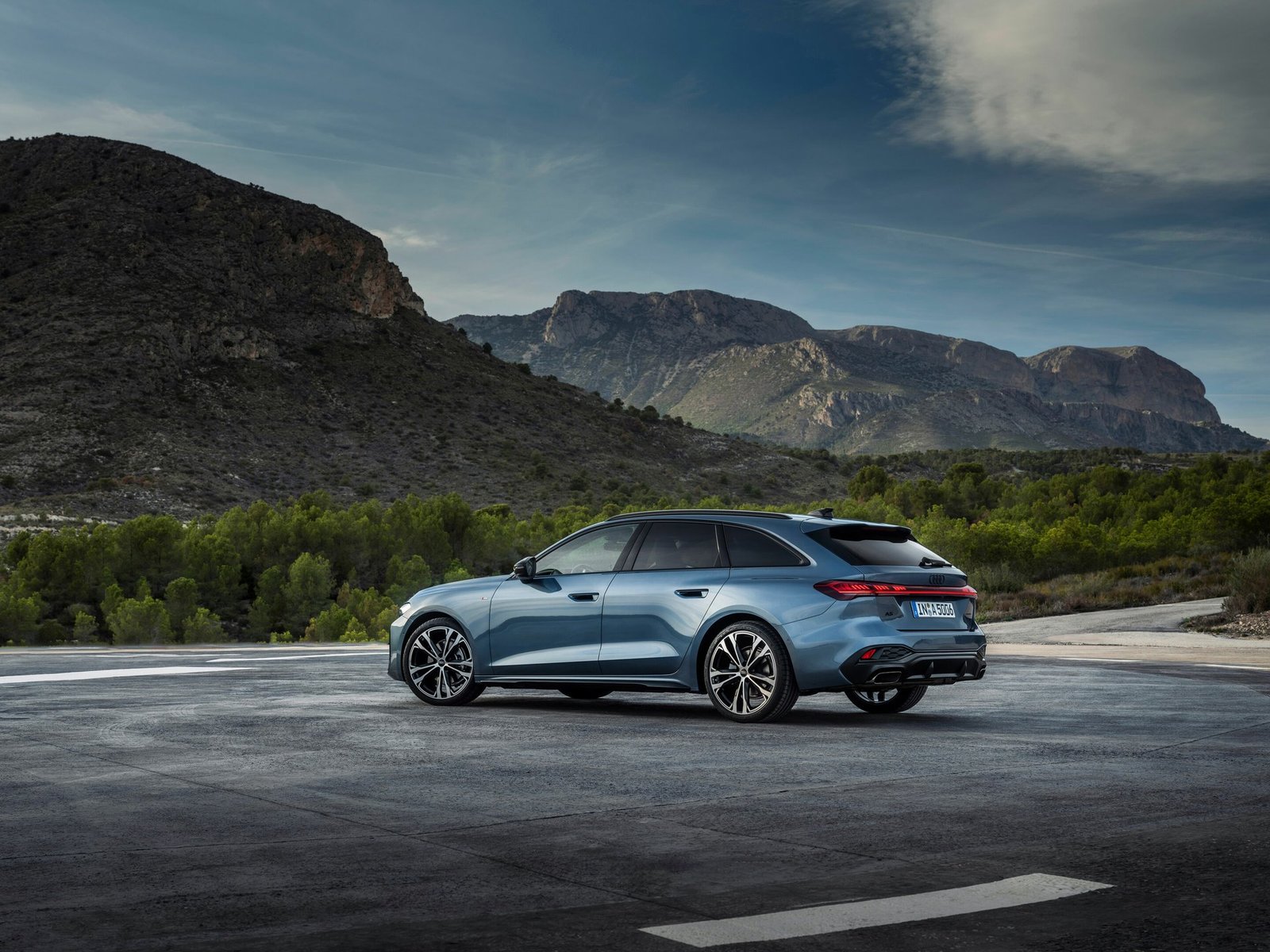 Audi A5 Avant in Horizon Blue with panoramic glass roof