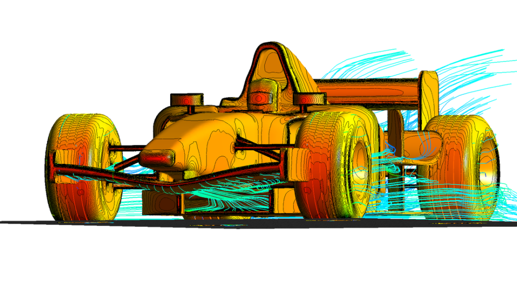 Аеродинамична CFD симулация на болид от Формула 1 / F1 car airflow simulation