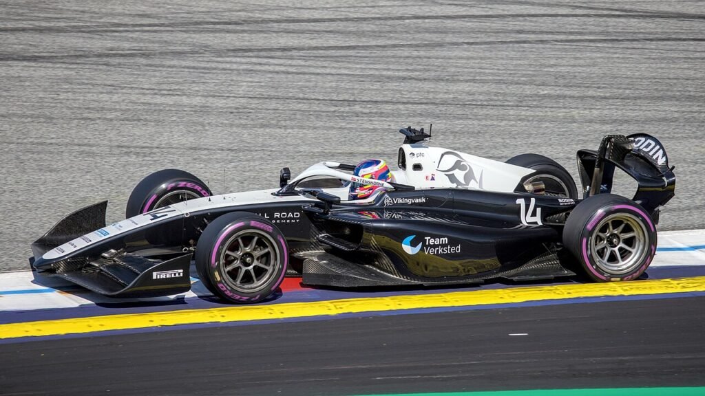Martinius Stenshorne driving his Rodin Motorsport Formula 2 car in Austria in 2026