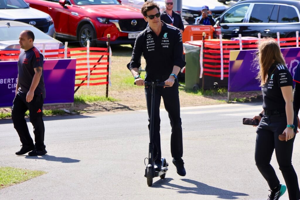 Toto Wolff in the paddock during the 2026 Australian Grand Prix